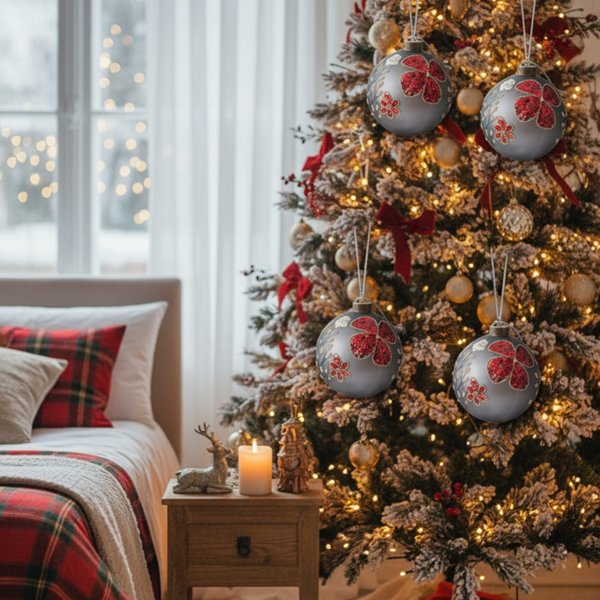 4件套4.7英寸圣诞玻璃球装饰品节日挂树装饰品，用于派对节日装饰FBA发货-4