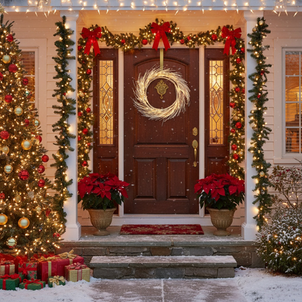 24英寸LED灯圣诞花环电池驱动前门装饰，适用于室内外节日花环FBA发货-13