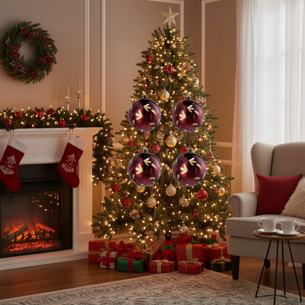 4件套4.7英寸圣诞玻璃球装饰品挂树装饰品闪亮的节日派对装饰品圣诞树装饰品FBA发货-15