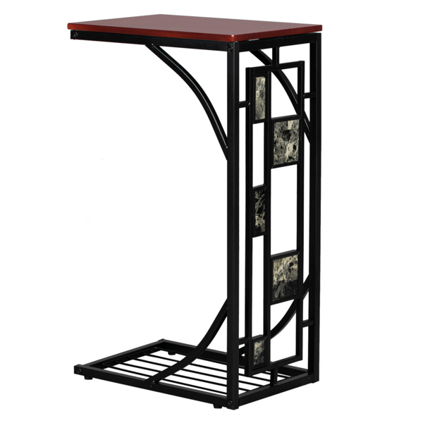 P2密度板 单层 边几 C型 碎石图案 桌面棕色 黑色喷塑 30.5*21*54cm-9