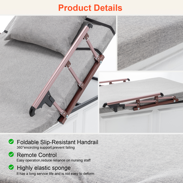 电动可调节床架带折叠扶手和靠枕-4