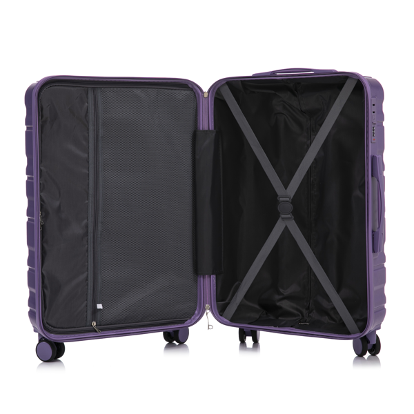 20 英寸/24 英寸/28 英寸 3 件/套三合一 ABS 万向轮行李箱，可随身携带，颜色匹配，密码锁（紫色）-10