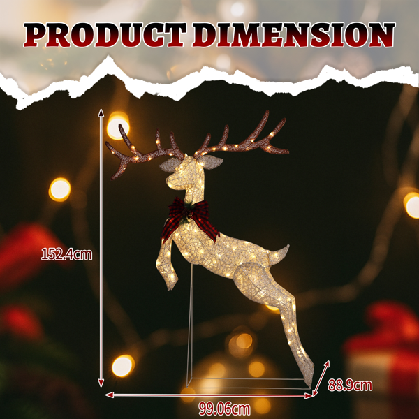 5ft  金色  跳跃驯鹿 撒粉网布 100L暖白皮线灯  圣诞灯饰麋鹿 4.5V 3.6W 英规-15