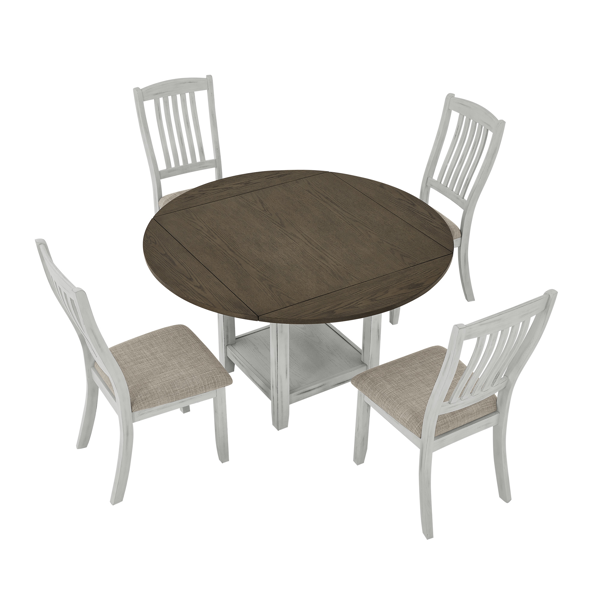 多功能扩展折叠桌，可坐4人，带储物空间，四边折叠桌可节省空间同事还可以扩大使用面积，适用于厨房，客厅等。-7