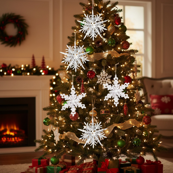 6件套圣诞树装饰品铁雪花挂件节日派对装饰品FBA发货-15