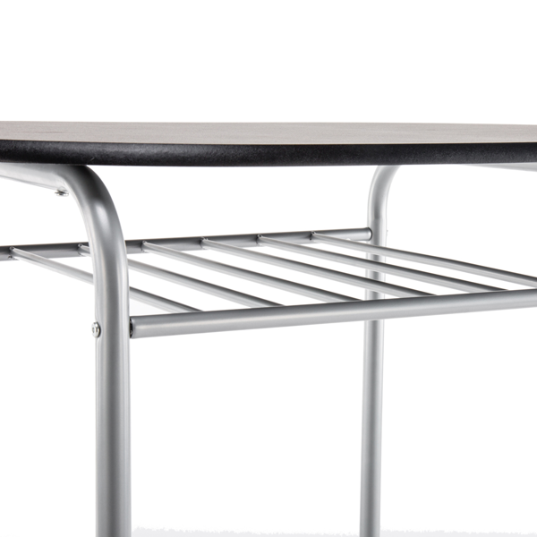 拆装 密度板 铁 黑色 银色烤漆 餐桌椅套装 1桌2椅 椭圆桌面-16