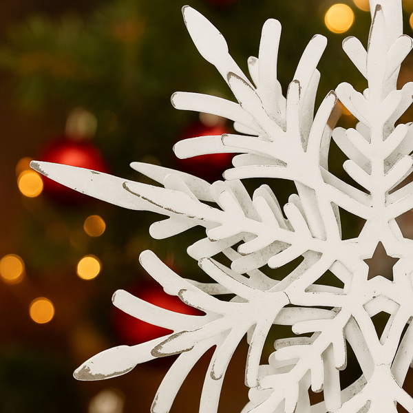 6件套6.1英寸圣诞树装饰品雪花挂饰节日派对用品乡村圣诞树挂件FBA发货-7