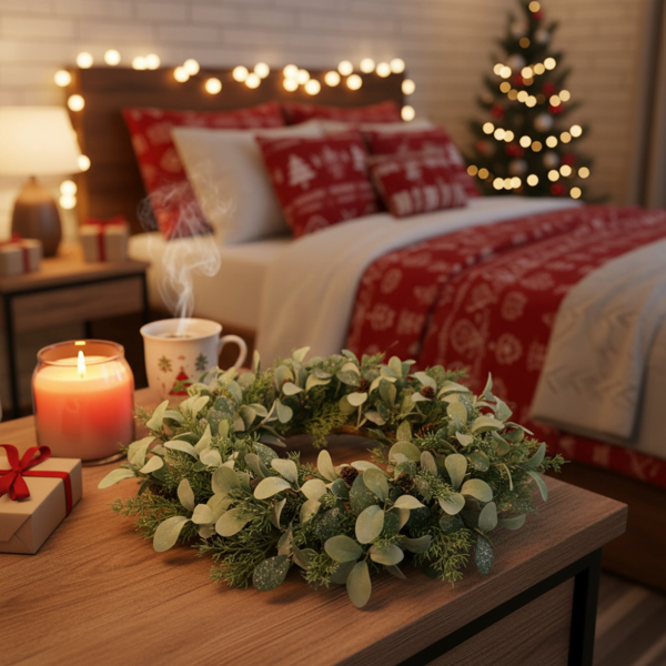 24英寸圣诞雪松花环 全奢华绿植 节日门饰 节日松果与浆果点缀FBA发货-9