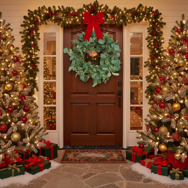 2件套圣诞节花环桉树14.2英寸绿色人造植物家居门饰节日壁挂FBA发货-10