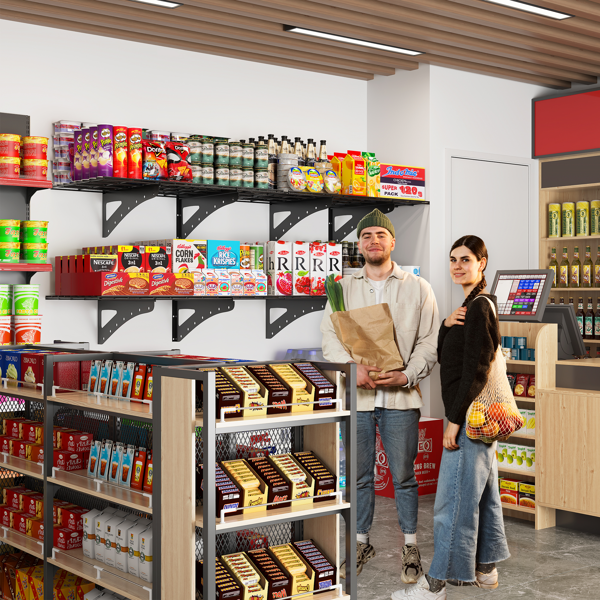 23.6*35.4 英寸壁挂式壁架，用于车库重型壁架，超市储物架，黑色，现场 4 件装-5