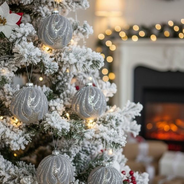 6PCS套3.9英寸圣诞树装饰球悬挂玻璃节日装饰品，用于派对树装饰FBA发货-5