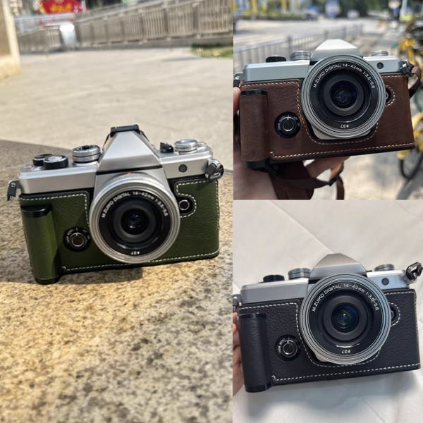 真皮手工相机手柄包，适用于奥林巴斯 OM SYSTEM OMVt（咖啡色）-1