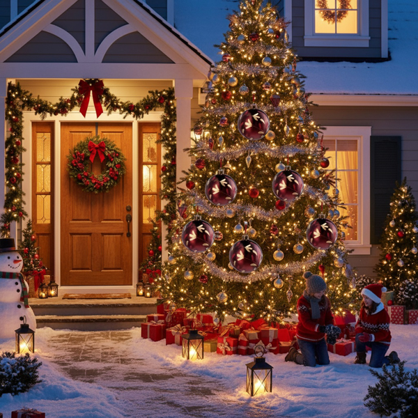 4件套4.7英寸圣诞玻璃球装饰品挂树装饰品闪亮的节日派对装饰品圣诞树装饰品FBA发货-2