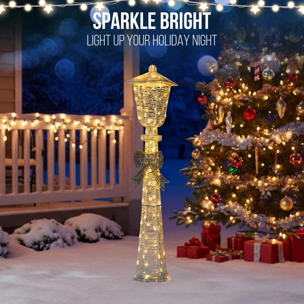 5FT 白色 绕线撒粉 灯塔带蝴蝶结 110LED 暖白灯 圣诞灯饰经典元素 30V 3.6W-7