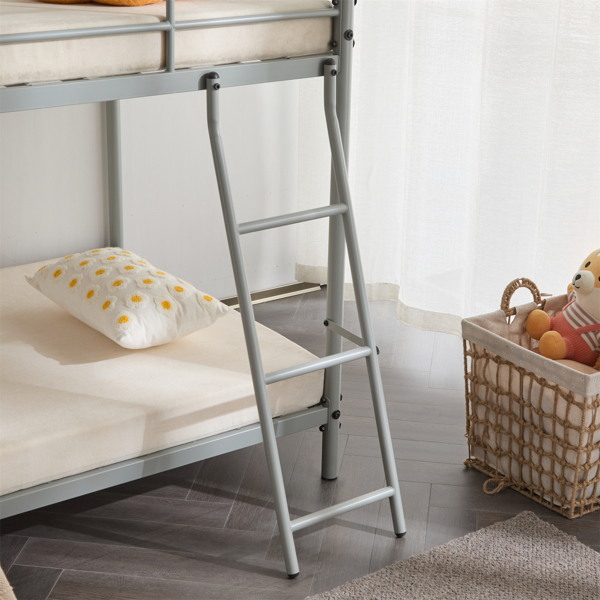 灰色 Twin 圆管双层矮床 护栏斜梯 铁床 美国-3