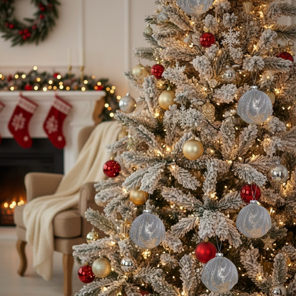 6PCS套3.9英寸圣诞树装饰球悬挂玻璃节日装饰品，用于派对树装饰FBA发货-19