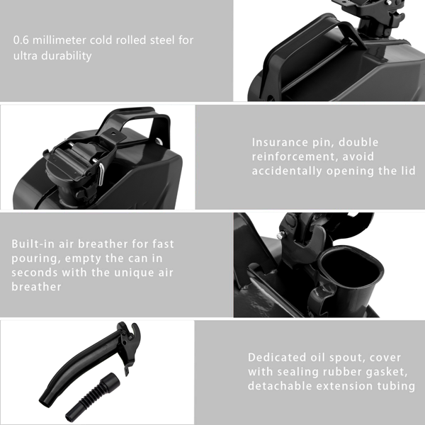 1pcs  铁质 5L 黑管 0.6mm 油桶 黑色-3