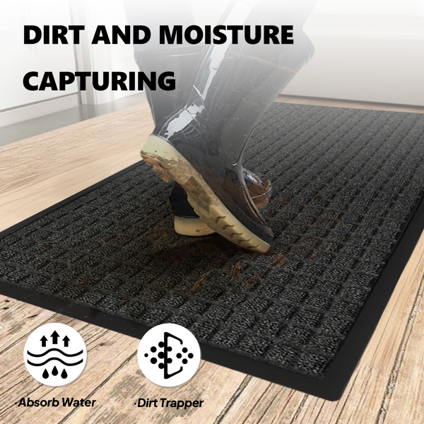 1pc 丙纶小方格 复合橡胶 灰色 45*75*0.7cm 橡胶地垫 厨房&家用-7