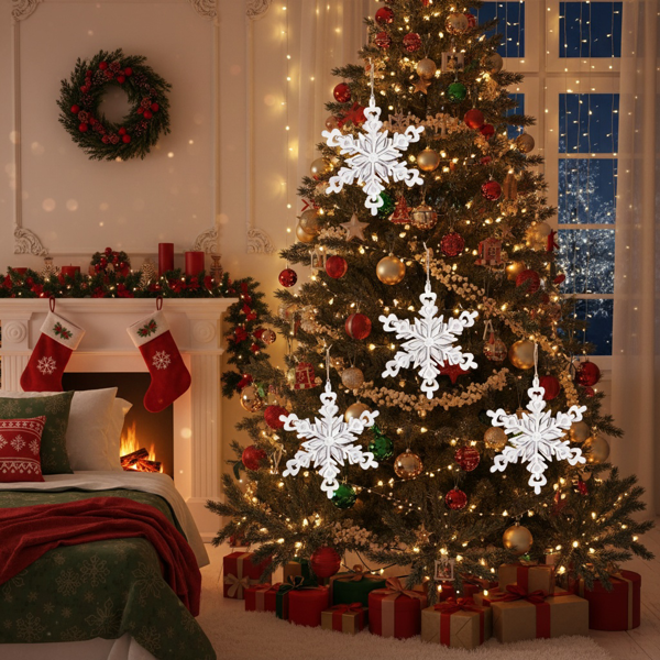 6件套铁质雪花圣诞节装饰品装饰圣诞树圣诞派对挂件套装FBA发货-17