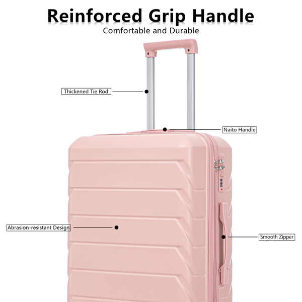 三合一 ABS&PC拉杆箱 20in 24in 28in拉杆箱 铁拉杆 ABSPC合金料 粉色-10