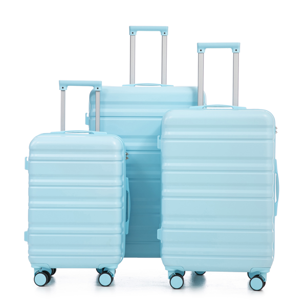 20 英寸/24 英寸/28 英寸 3 件/套三合一 ABS 万向轮行李箱，可随身携带，颜色匹配，密码锁（蓝色）-10
