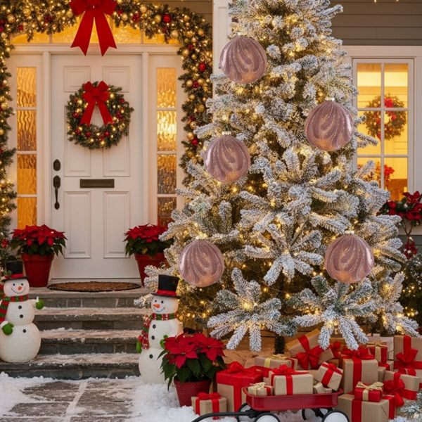 6PCS套3.9英寸圣诞球装饰品节日树派对装饰玻璃悬挂装饰品鲜艳的颜色散装易于悬挂FBA发货-5