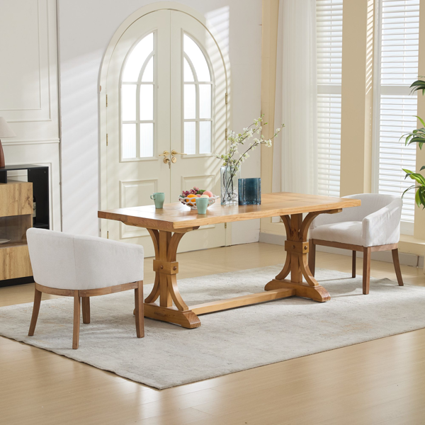 中世纪现代软垫桶形餐椅，带扶手，农舍亚麻厨房和餐厅椅子，天然硬木框架，19 英寸宽，客厅装饰椅，单件装，米色，SW1891BG-10