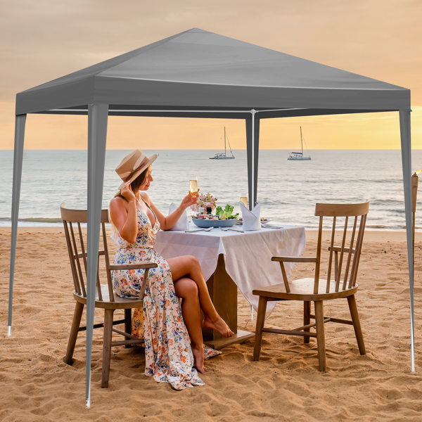 6.5*6.5ft 灰色 4围 仿折叠棚 2门2窗 PE布 喷塑铁管 配拎包-19