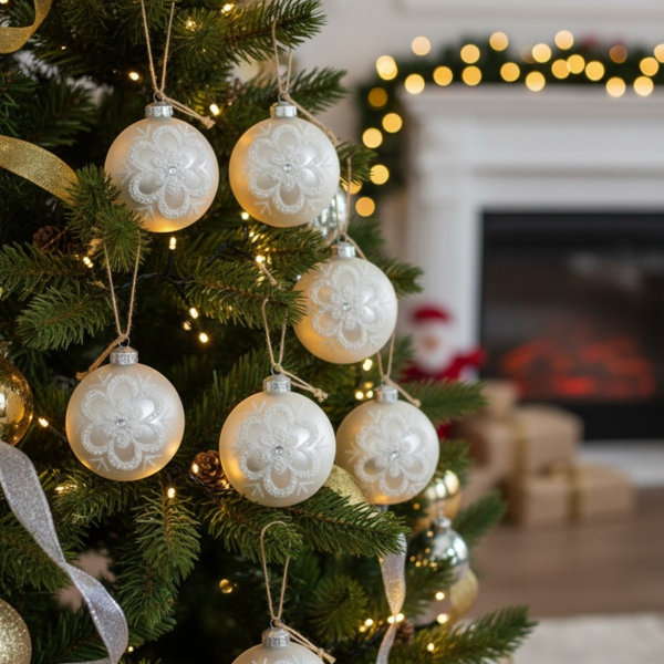 6件套玻璃圣诞球装饰品3.9英寸树挂装饰节日派对套装FBA发货-3