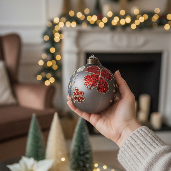 4件套4.7英寸圣诞玻璃球装饰品节日挂树装饰品，用于派对节日装饰FBA发货-8