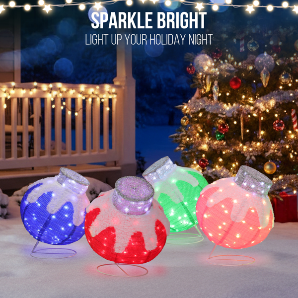 4pcs  18in  蓝粉绿红 灯球组合 葱布 320L多色皮线灯   伸缩款 圣诞灯饰经典元素 30V 6W 美规-12