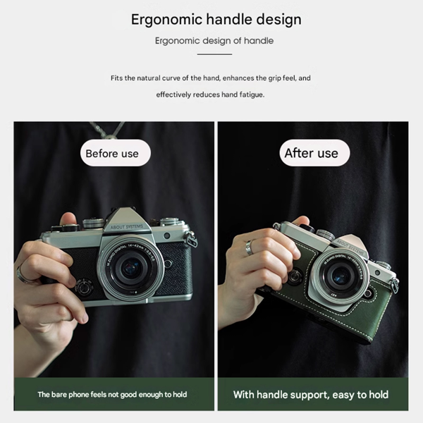 真皮手工相机手柄包，适用于奥林巴斯 OM SYSTEM OMVt（咖啡色）-7