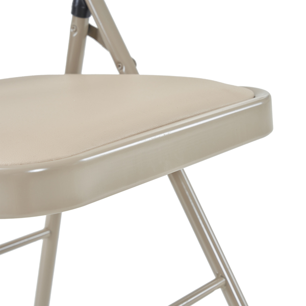 6pcs 简易皮革 PVC 钢管 浅棕色 软包折叠椅 40*45*78cm-25