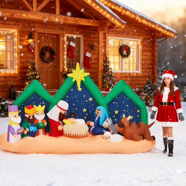 9FT 耶稣诞生 12颗白光LED 190D涤纶  圣诞充气装饰 12V 12V,2000mA 双变压器 美规-7