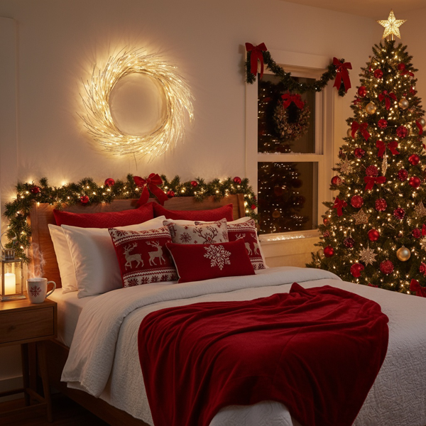 24英寸LED灯圣诞花环电池驱动前门装饰，适用于室内外节日花环FBA发货-11