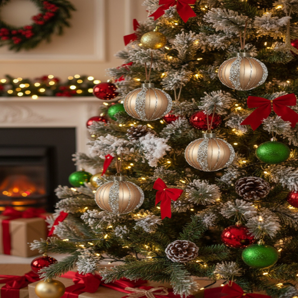 4件套4.7英寸圣诞玻璃球装饰品节日树悬挂装饰品派对装饰用品FBA发货-9