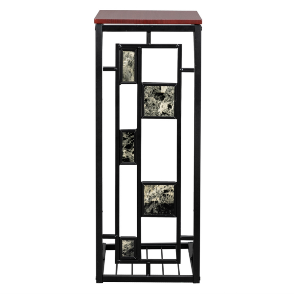 P2密度板 单层 边几 C型 碎石图案 桌面棕色 黑色喷塑 30.5*21*54cm-8