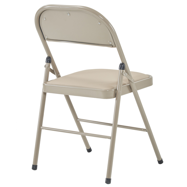 6pcs 简易皮革 PVC 钢管 浅棕色 软包折叠椅 40*45*78cm-4