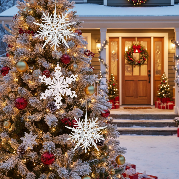 6件套圣诞树装饰品铁雪花挂件节日派对装饰品FBA发货-4