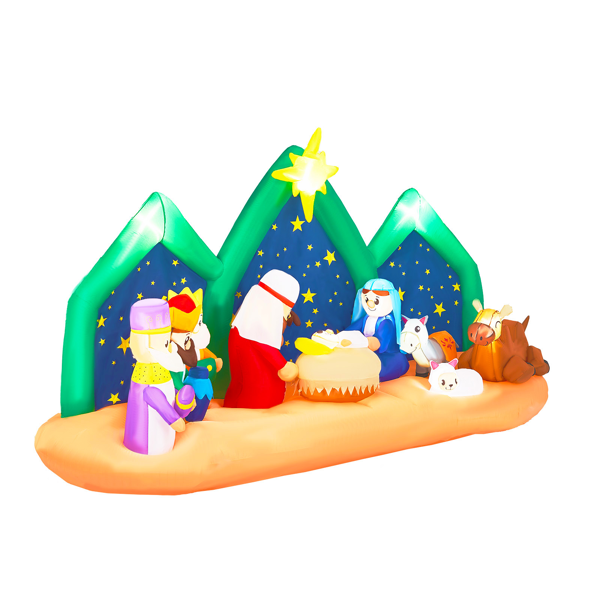 9FT 耶稣诞生 12颗白光LED 190D涤纶  圣诞充气装饰 12V 12V,2000mA 双变压器 美规-3