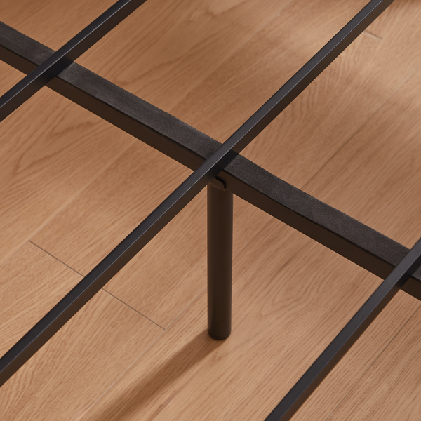 全尺寸加长（全 XL）床架，带储物床头板，内置充电站，波浪曲线设计，静音运行，金属支撑，胡桃木-4