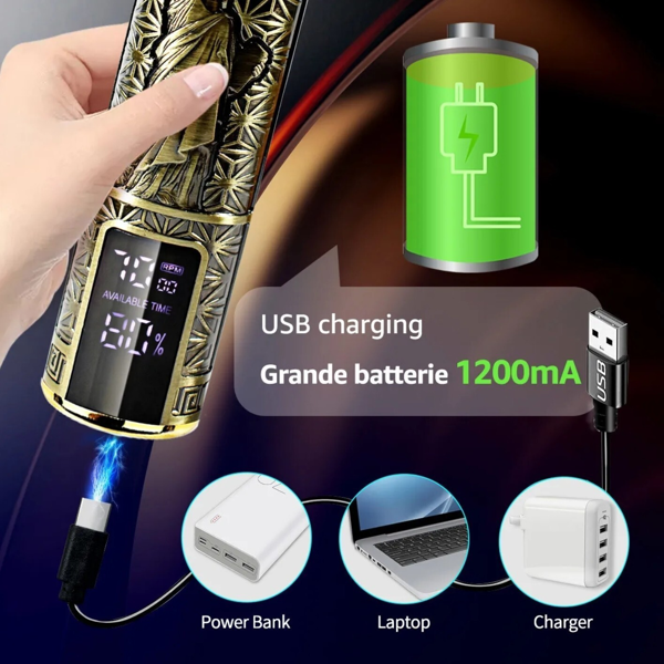 LCD液晶显示屏专业理发机胡子修剪机男士理发无绳理发师剃须机自由女神图案款(TK/TMEU下自提)-7