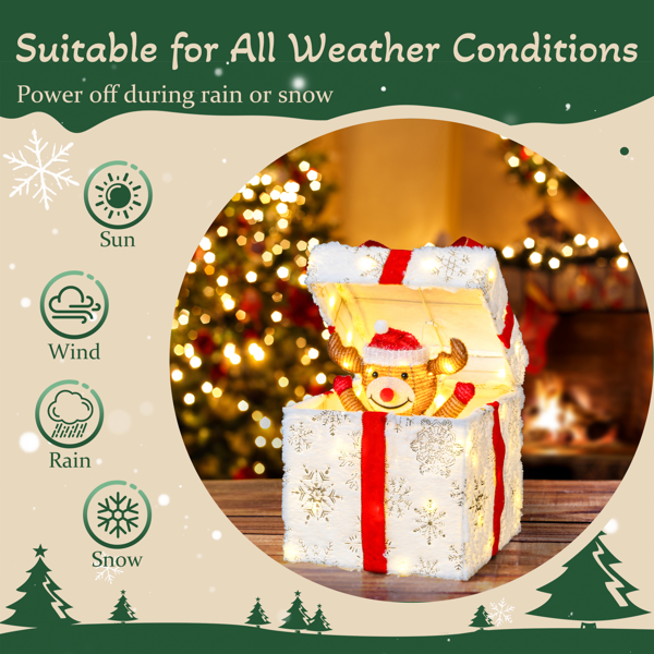 12in 白色  绒布 电动开盖小鹿礼物盒  60L暖白皮线灯 圣诞灯饰礼盒 24V 7.2W 美规-6