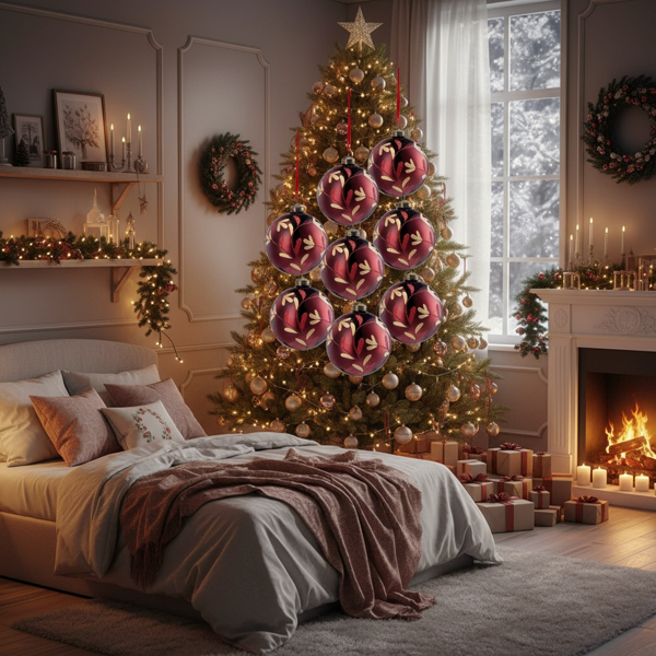 6件套圣诞玻璃球装饰品节日树派对悬挂装饰品圣诞装饰品FBA发货-3