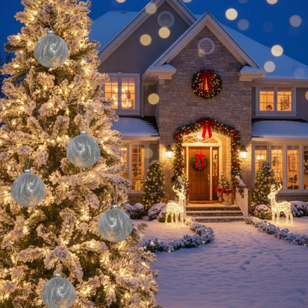 6PCS套3.9英寸圣诞树装饰球悬挂玻璃节日装饰品，用于派对树装饰FBA发货-16