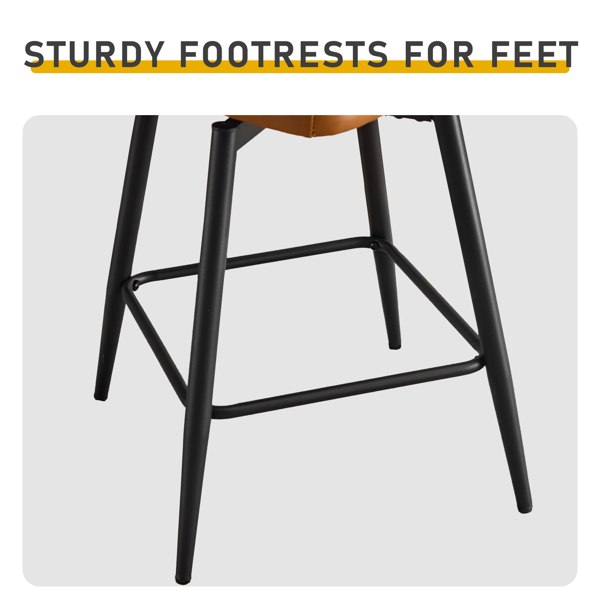 2pcs 靠背可拆 双层坐垫 PU 铁脚 吧椅凳 棕色 带转-9