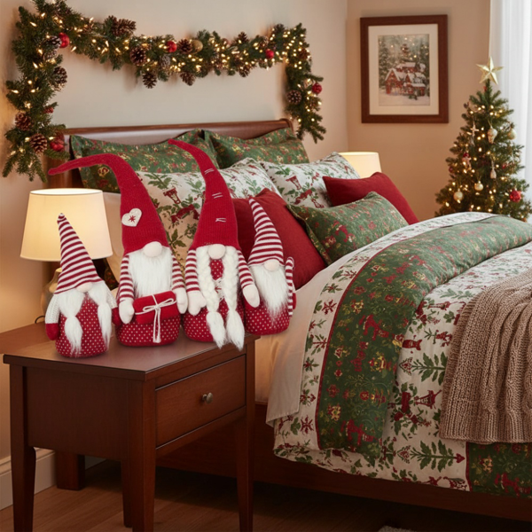 4件套21.3英寸圣诞节侏儒家庭红色万圣节装饰品丰收节秋季室内户外节日展示FBA发货-3