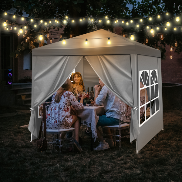 6.5*6.5ft 灰色 4围 仿折叠棚 2门2窗 PE布 喷塑铁管 配拎包-15