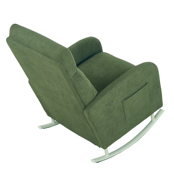 金属腿绒面布艺摇椅，配侧边储物袋——现代舒适与实用兼备-12