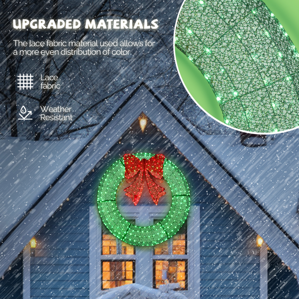 48in 绿色 315LED皮线灯 绿光+红光带遥控带定时 圣诞灯饰花环 31V 6W 英规-3